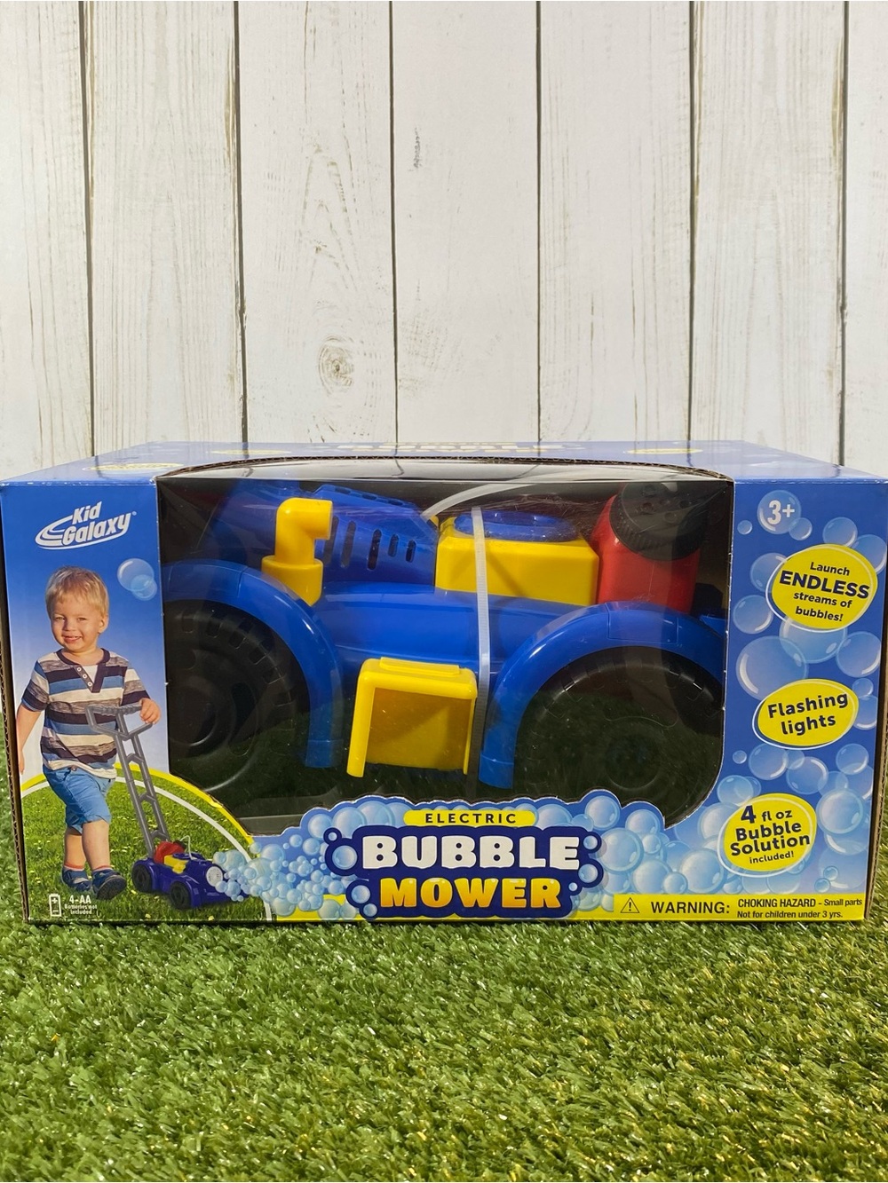 Kid Galaxy Electric Bubble Lawn Mower for Kids Summer Blue Flashing Lights New